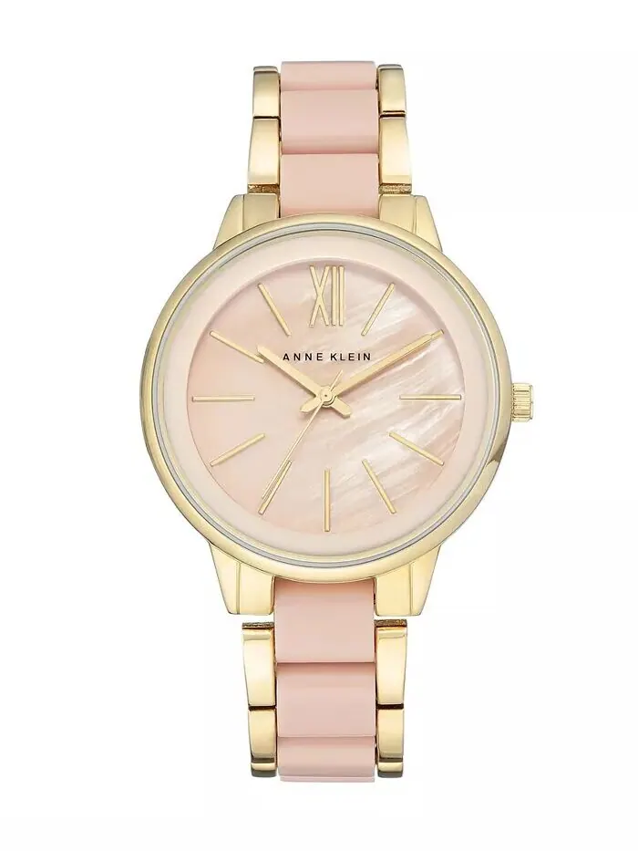 Женские золотистые румяные часы-браслет с звеньями, 37 мм Anne Klein