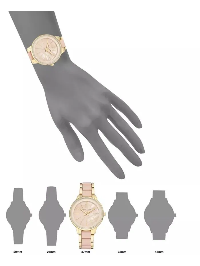 Женские золотистые румяные часы-браслет с звеньями, 37 мм Anne Klein — изображение 4 из 5