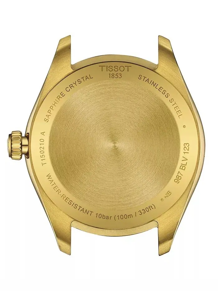 Часы унисекс Swiss PR 100 с золотым PVD-браслетом, 34 мм Tissot — изображение 3 из 5