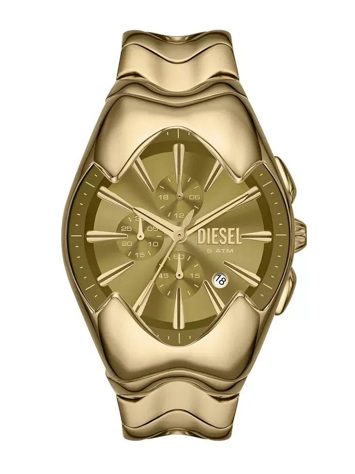 Мужские часы Mercurial Quartz Chronograph, золотые, из нержавеющей стали, 45 мм Diesel