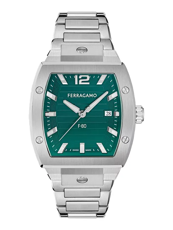 Мужские часы Swiss F-80 Tonneau на стальном браслете 42mm Ferragamo — изображение 1 из 4