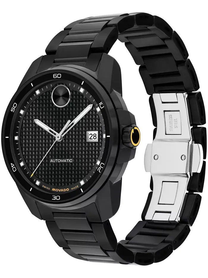 Мужские часы Bold Verso Swiss Automatic с ионным покрытием, черная сталь, 41 мм Movado — изображение 2 из 3