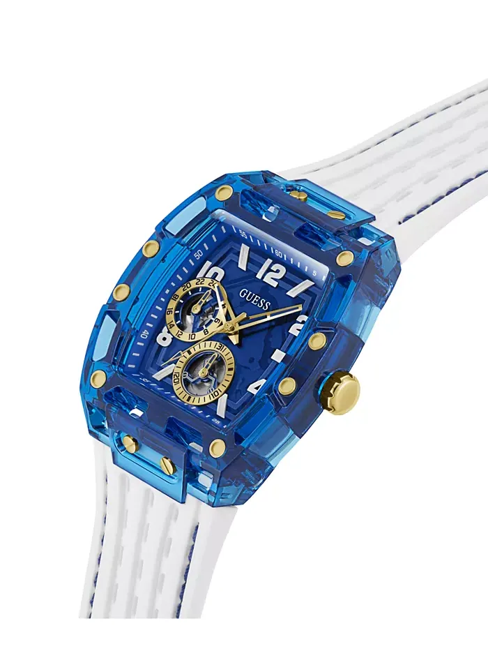 Мужские многофункциональные белые силиконовые часы, 44 мм GUESS — изображение 4 из 9