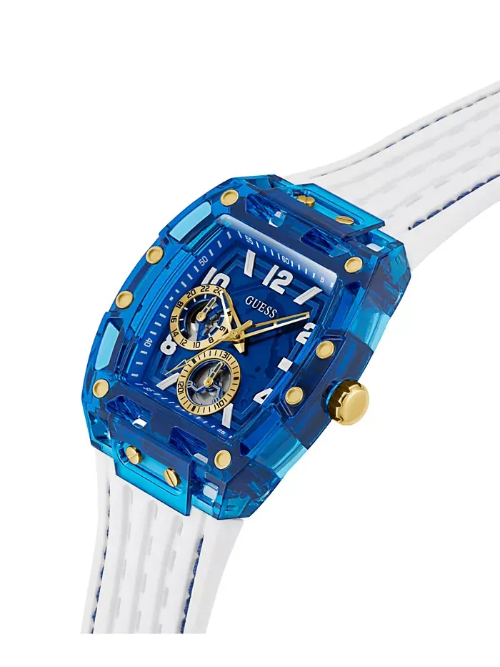 Мужские многофункциональные белые силиконовые часы, 44 мм GUESS — изображение 8 из 9