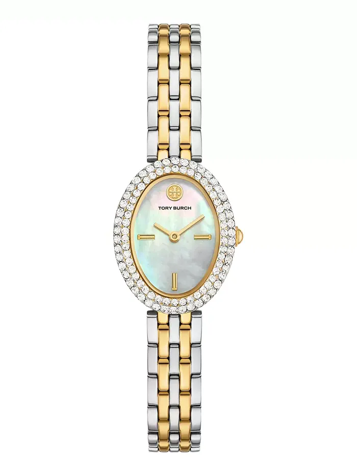Женские часы The Oval с двухцветным браслетом из нержавеющей стали, 28 мм Tory Burch