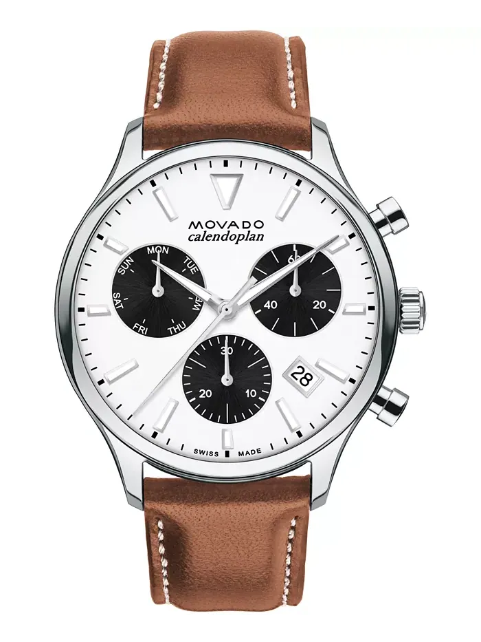 Мужские наручные часы Heritage Cognac Brown с ремешком из натуральной кожи, 43 мм Movado — изображение 1 из 5