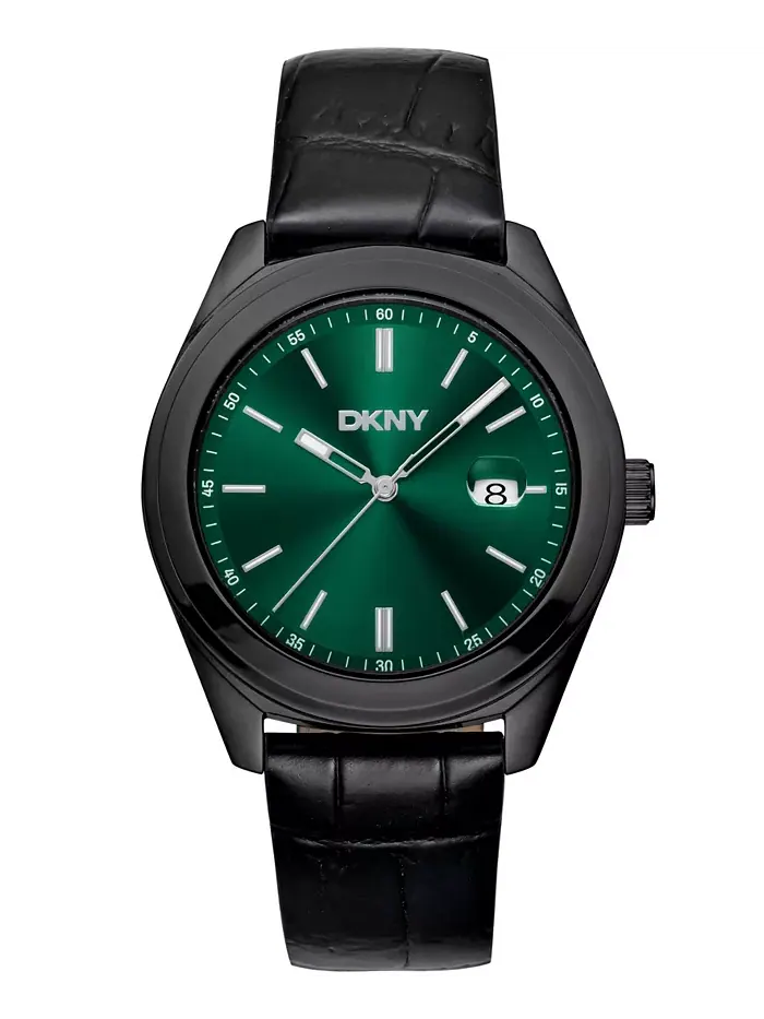 Мужские часы Modernist Classics с черным кожаным ремешком, 40 мм DKNY