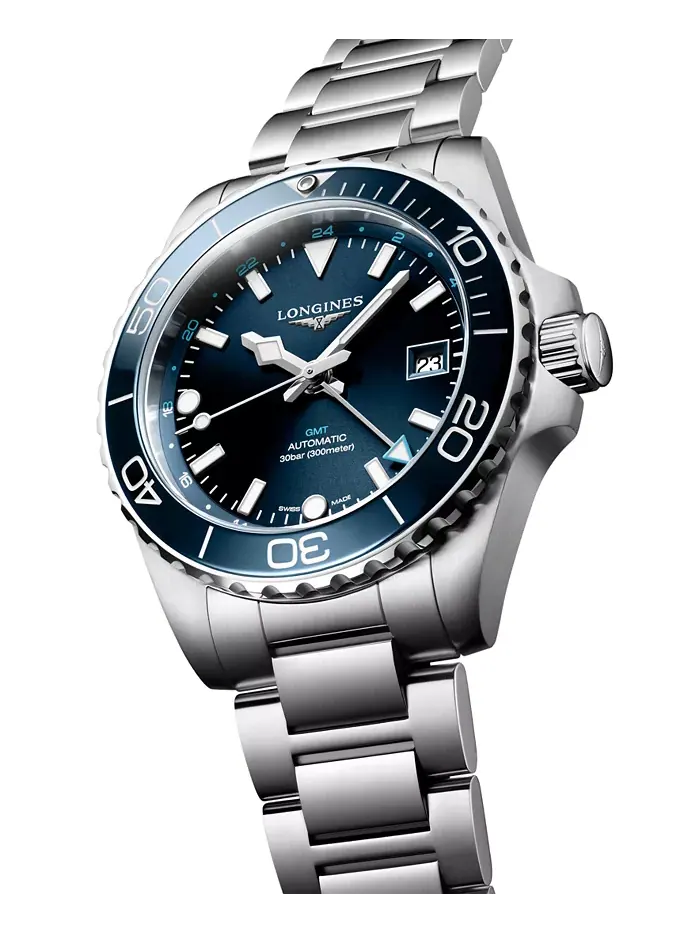 Мужские автоматические часы Swiss HydroConquest GMT на стальном браслете, 41 мм Longines — изображение 2 из 3