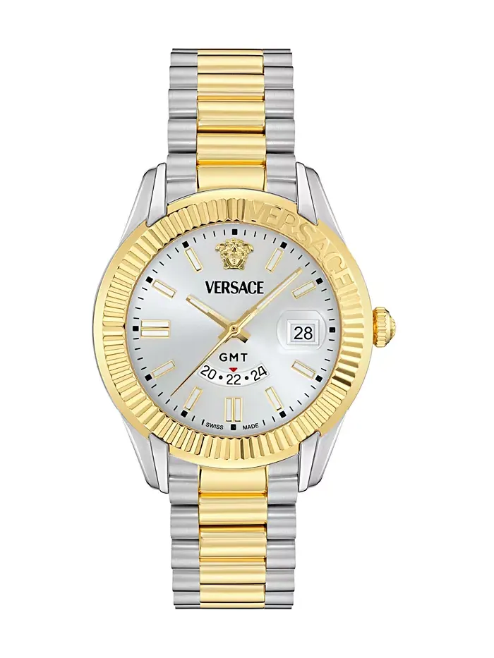 Мужские часы Swiss Apodis GMT с двухцветным браслетом 41mm Versace — изображение 1 из 3
