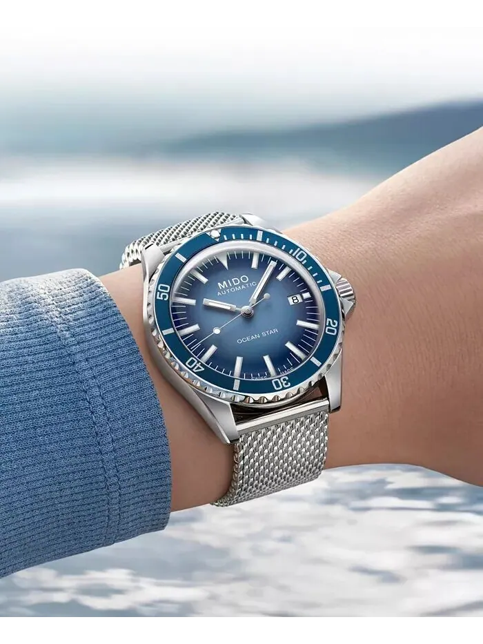Швейцарские автоматические часы унисекс Ocean Star Tribute из нержавеющей стали с сетчатым — изображение 4 из 4