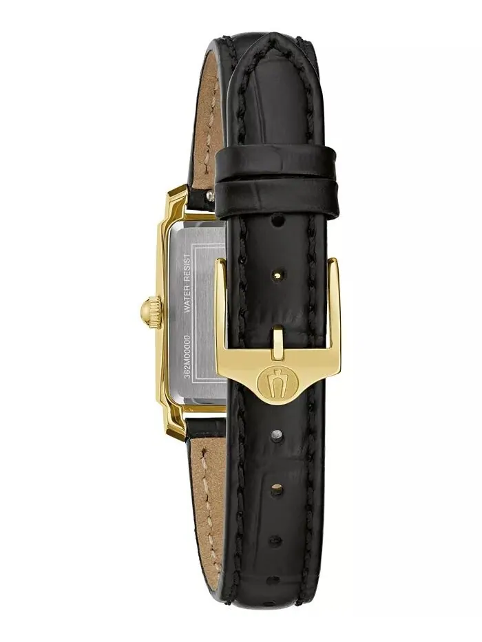 Женские классические часы Sutton Diamond Accent с черным кожаным ремешком, 21 мм Bulova — изображение 3 из 4