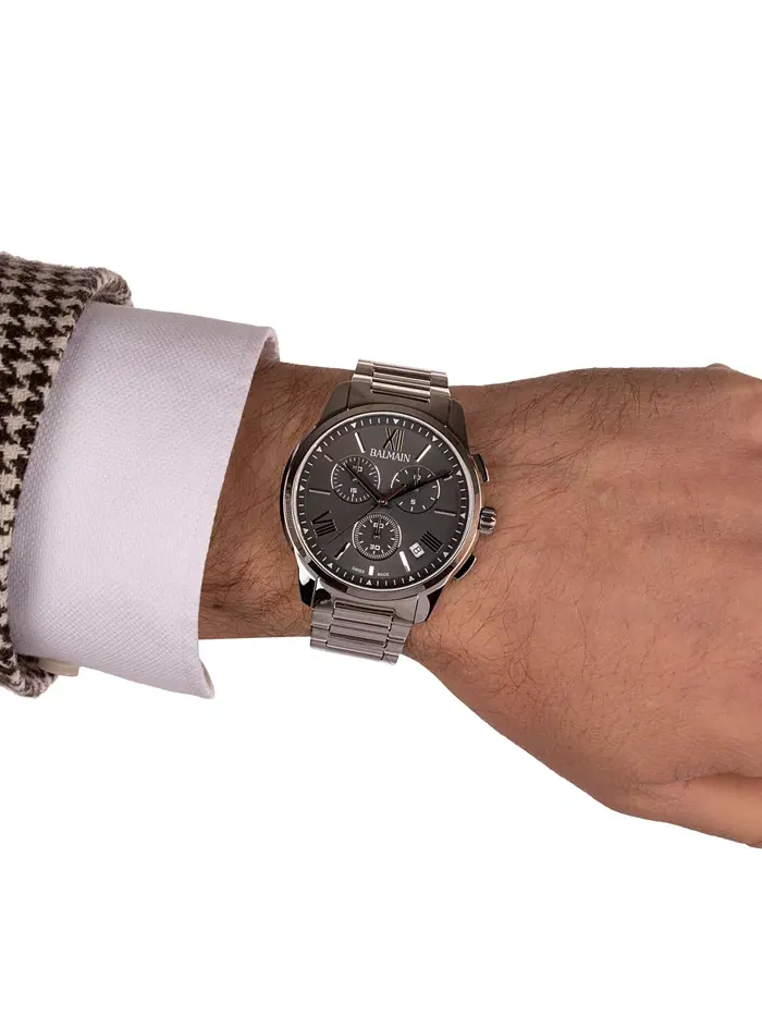 Мужские часы Swiss Chronograph Madrigal на стальном браслете, 42 мм Balmain — изображение 5 из 6