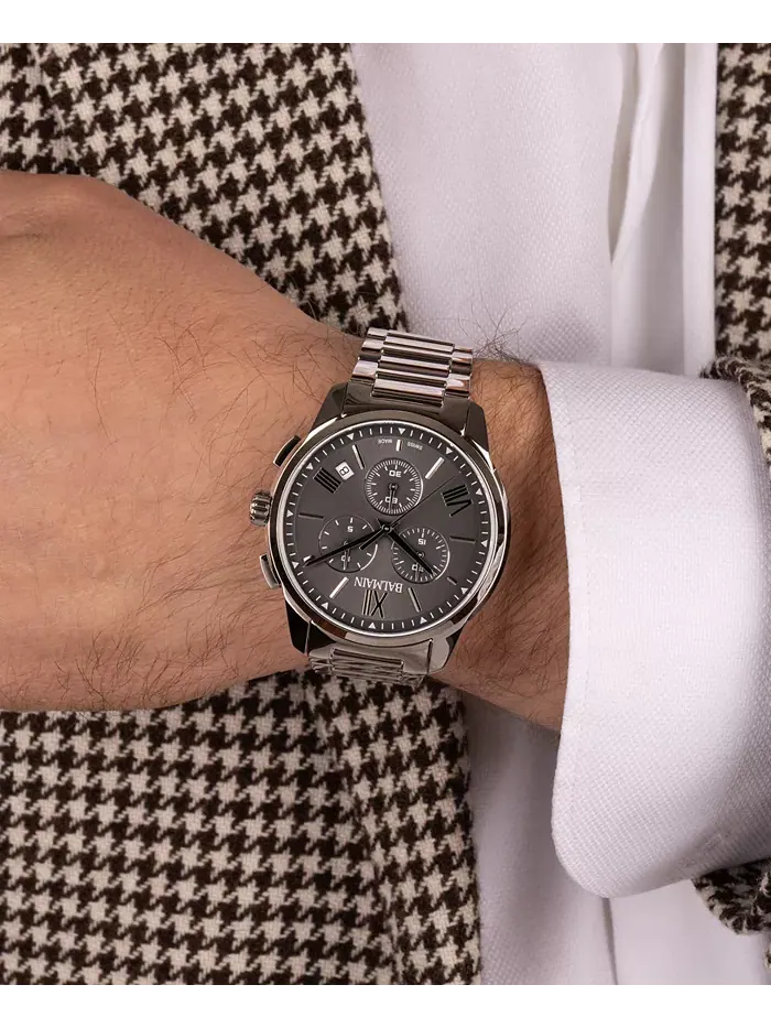 Мужские часы Swiss Chronograph Madrigal на стальном браслете, 42 мм Balmain — изображение 6 из 6