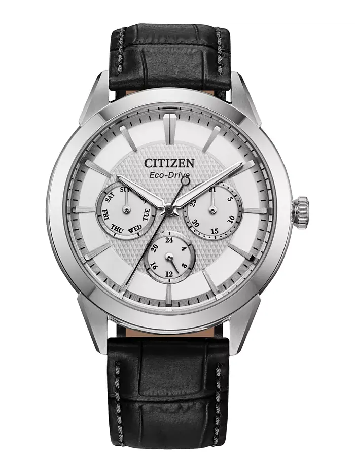 Мужские часы Eco-Drive Rolan с серым кожаным ремешком, 40 мм Citizen