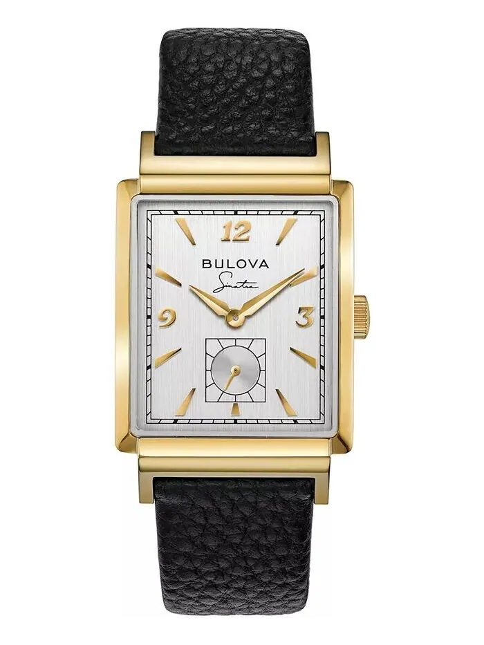 Мужские часы Frank Sinatra My Way с черным кожаным ремешком, 29,5 x 47 мм Bulova — изображение 1 из 15