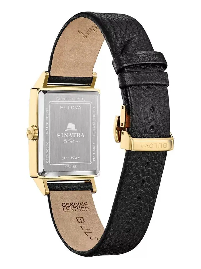 Мужские часы Frank Sinatra My Way с черным кожаным ремешком, 29,5 x 47 мм Bulova — изображение 7 из 15