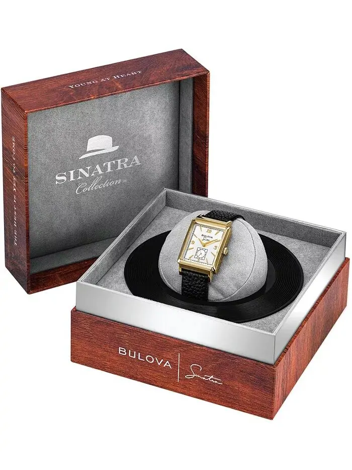 Мужские часы Frank Sinatra My Way с черным кожаным ремешком, 29,5 x 47 мм Bulova — изображение 9 из 15