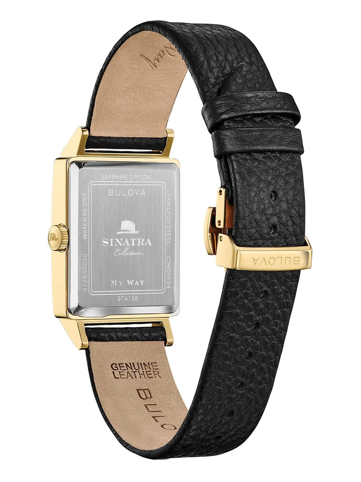 Мужские часы Frank Sinatra My Way с черным кожаным ремешком, 29,5 x 47 мм Bulova — изображение 7 из 15, оттенок белый