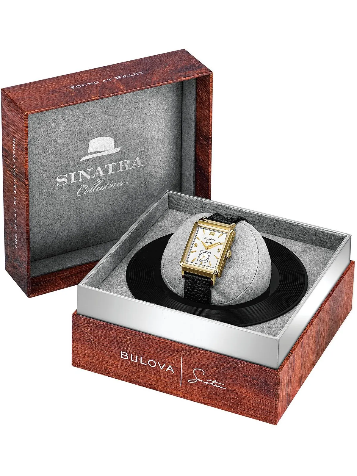 Мужские часы Frank Sinatra My Way с черным кожаным ремешком, 29,5 x 47 мм Bulova — изображение 9 из 15, оттенок белый
