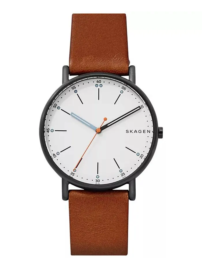 Мужские часы Signatur с коричневым кожаным ремешком 40 мм SKW6374 Skagen