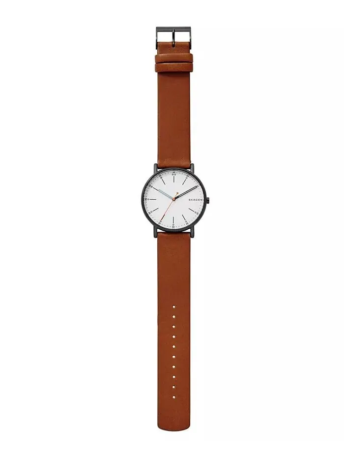 Мужские часы Signatur с коричневым кожаным ремешком 40 мм SKW6374 Skagen — изображение 2 из 4