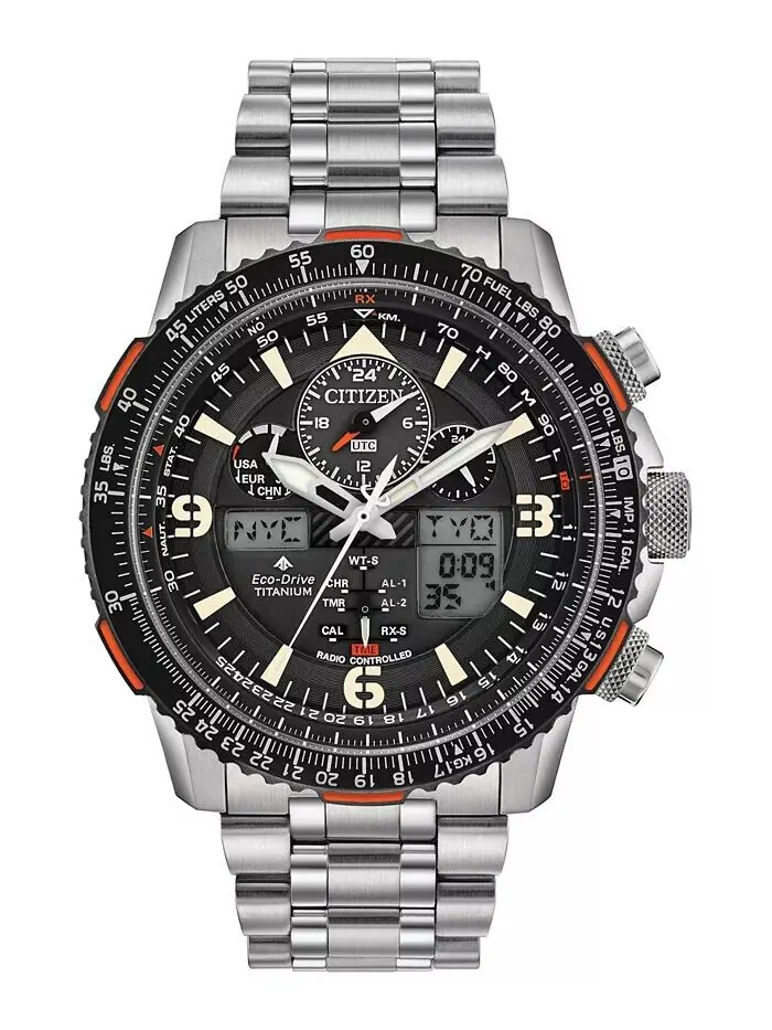 Мужские аналогово-цифровые часы Eco-Drive Promaster Skyhawk A-T с титановым браслетом, 45 мм Citizen