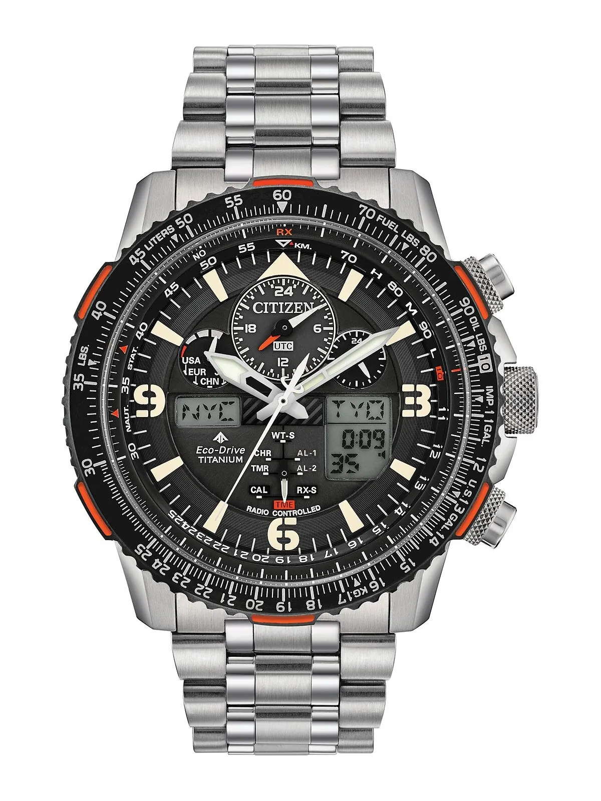 Мужские аналогово-цифровые часы Eco-Drive Promaster Skyhawk A-T с титановым браслетом, 45 мм Citizen