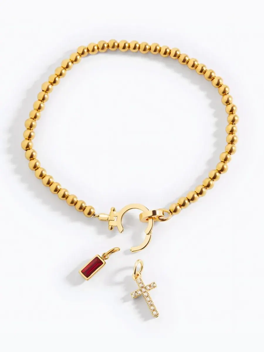 Крест-подвеска браслет с камнем рождения Mint & Lily, January Garnet — изображение 4 из 4