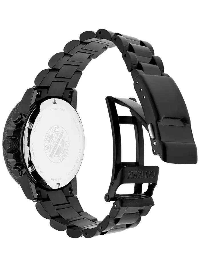 Мужские часы-хронограф Eco-Drive Nighthawk с черным ионным покрытием из нержавеющей стали, браслет — изображение 4 из 5