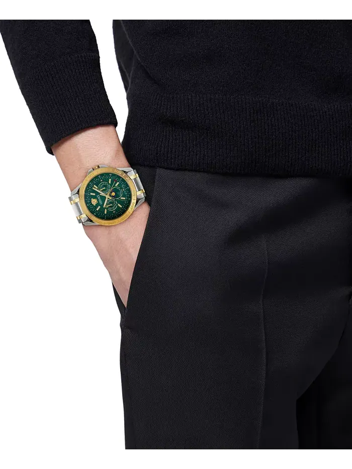 Мужские часы Swiss V-Galaxy Moonphase с двухцветным браслетом из нержавеющей стали, 43 мм Versace — изображение 5 из 5