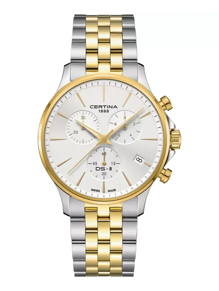 Мужские часы Swiss Chronograph DS-8 с двухцветным браслетом из нержавеющей стали, 41 мм Certina — изображение 1 из 5