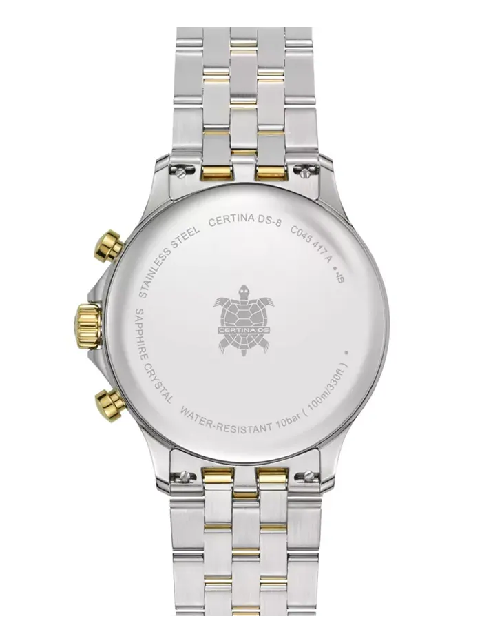 Мужские часы Swiss Chronograph DS-8 с двухцветным браслетом из нержавеющей стали, 41 мм Certina — изображение 2 из 5