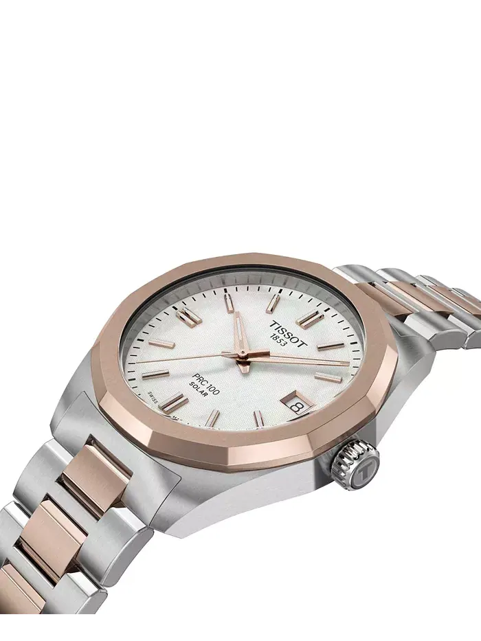 Женские часы Swiss PRC 100 Solar Two-Tone на стальном браслете 34 мм Tissot — изображение 5 из 6
