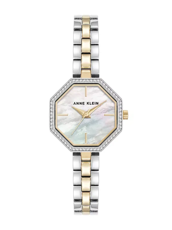 Женские часы Quartz Unique Octagonal с двухтонным металлическим сплавом, 26мм Anne Klein