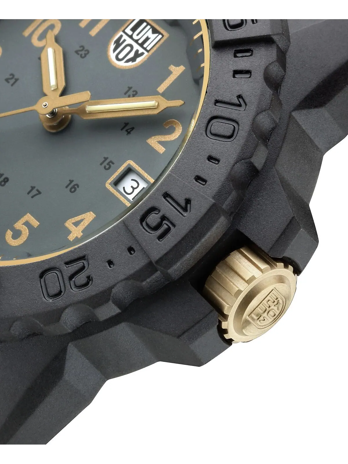 Мужские часы Swiss Navy Seal Military Dive, золотой, черный, каучуковый ремешок, 45 мм Luminox — изображение 3 из 8