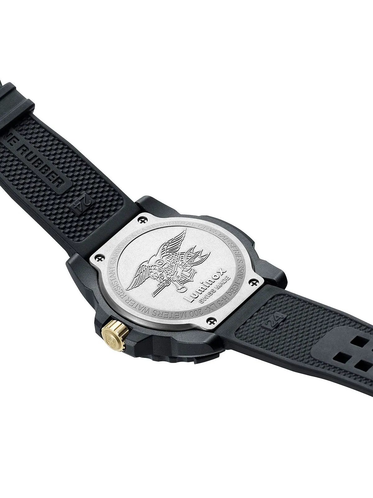 Мужские часы Swiss Navy Seal Military Dive, золотой, черный, каучуковый ремешок, 45 мм Luminox — изображение 6 из 8