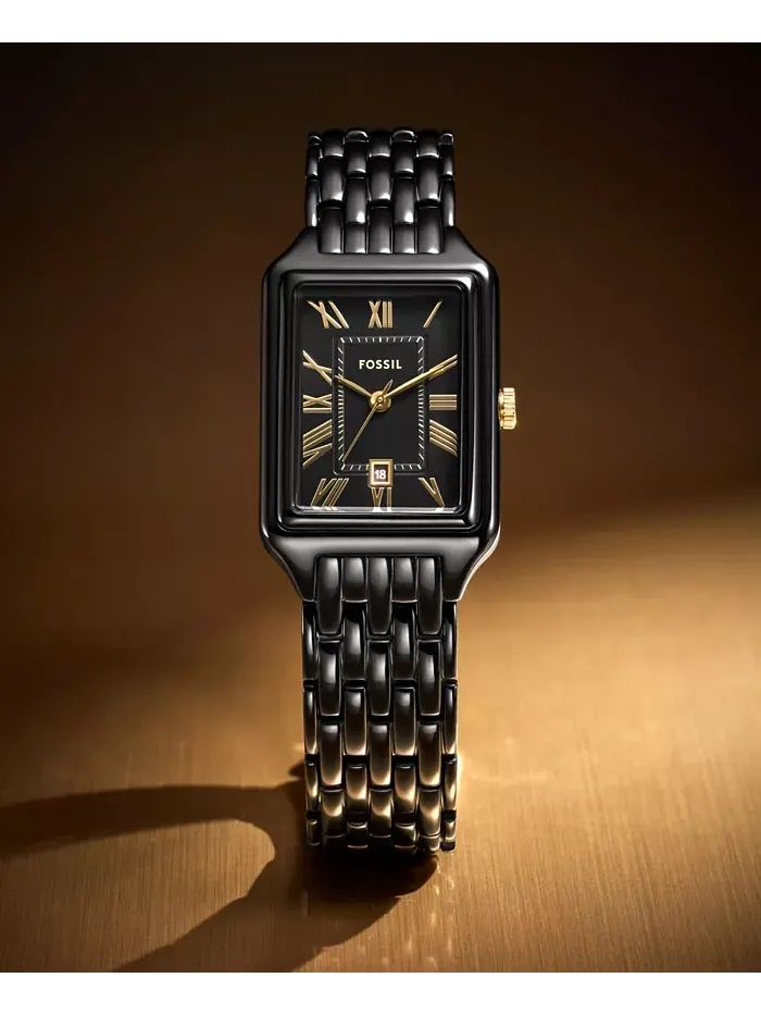 Женские часы Raquel Three-Hand Date, черные, из нержавеющей стали, 23 мм Fossil — изображение 2 из 7