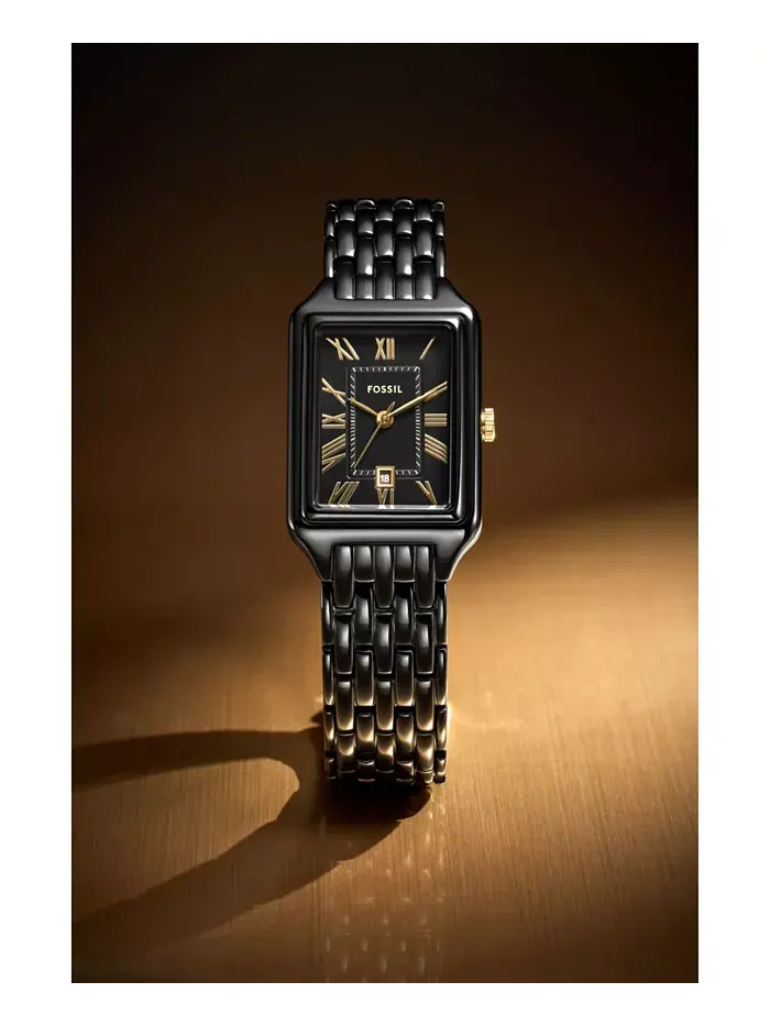 Женские часы Raquel Three-Hand Date, черные, из нержавеющей стали, 23 мм Fossil — изображение 6 из 7