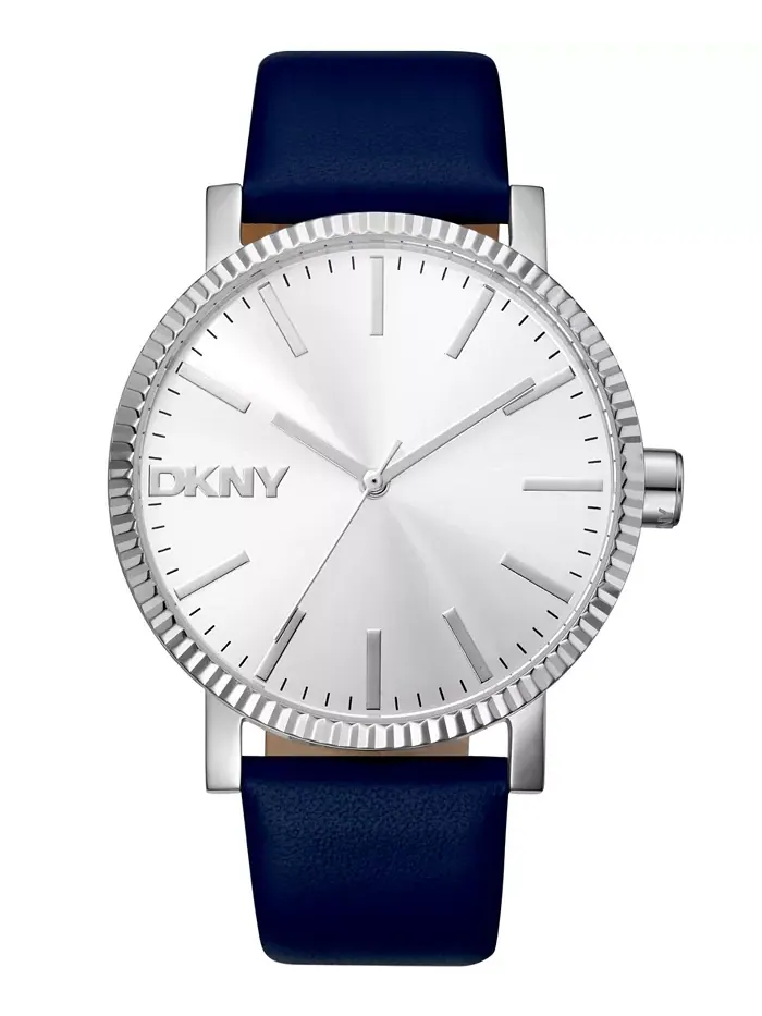 Женские часы Soho Maxi с кожаным ремешком, темно-синие, 40 мм DKNY