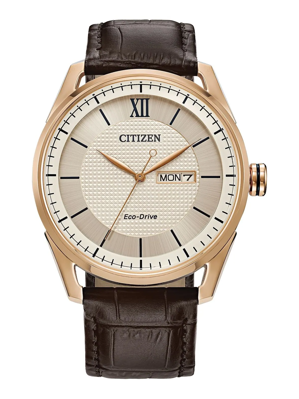 Мужские часы Eco-Drive 42 мм с коричневым кожаным ремешком Citizen