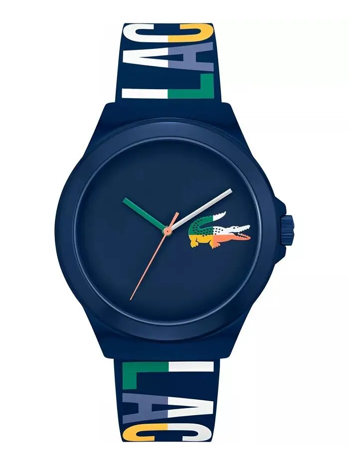 Часы унисекс Neoтемно-синий силиконовый ремешок из крокодиловой кожи, 43 мм Lacoste — изображение 1 из 3