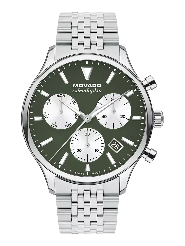 Мужские часы Calendoplan Swiss Quartz Chrono из нержавеющей стали, 43 мм Movado — изображение 1 из 3