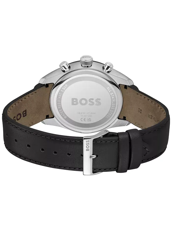 Мужские часы Grand Prix 44 Quartz Chronograph с черным кожаным ремешком, 44.50 мм Hugo Boss — изображение 3 из 3