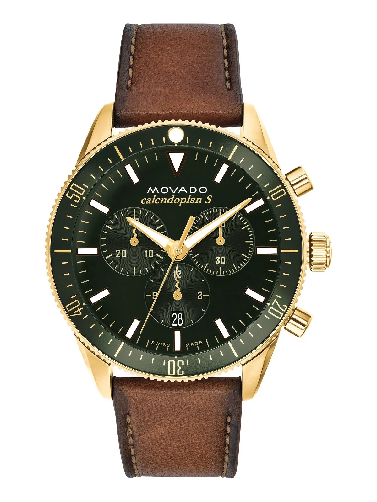 Мужские часы Heritage с коньячным ремешком из натуральной кожи, 42 мм Movado — изображение 1 из 4, оттенок золотистый