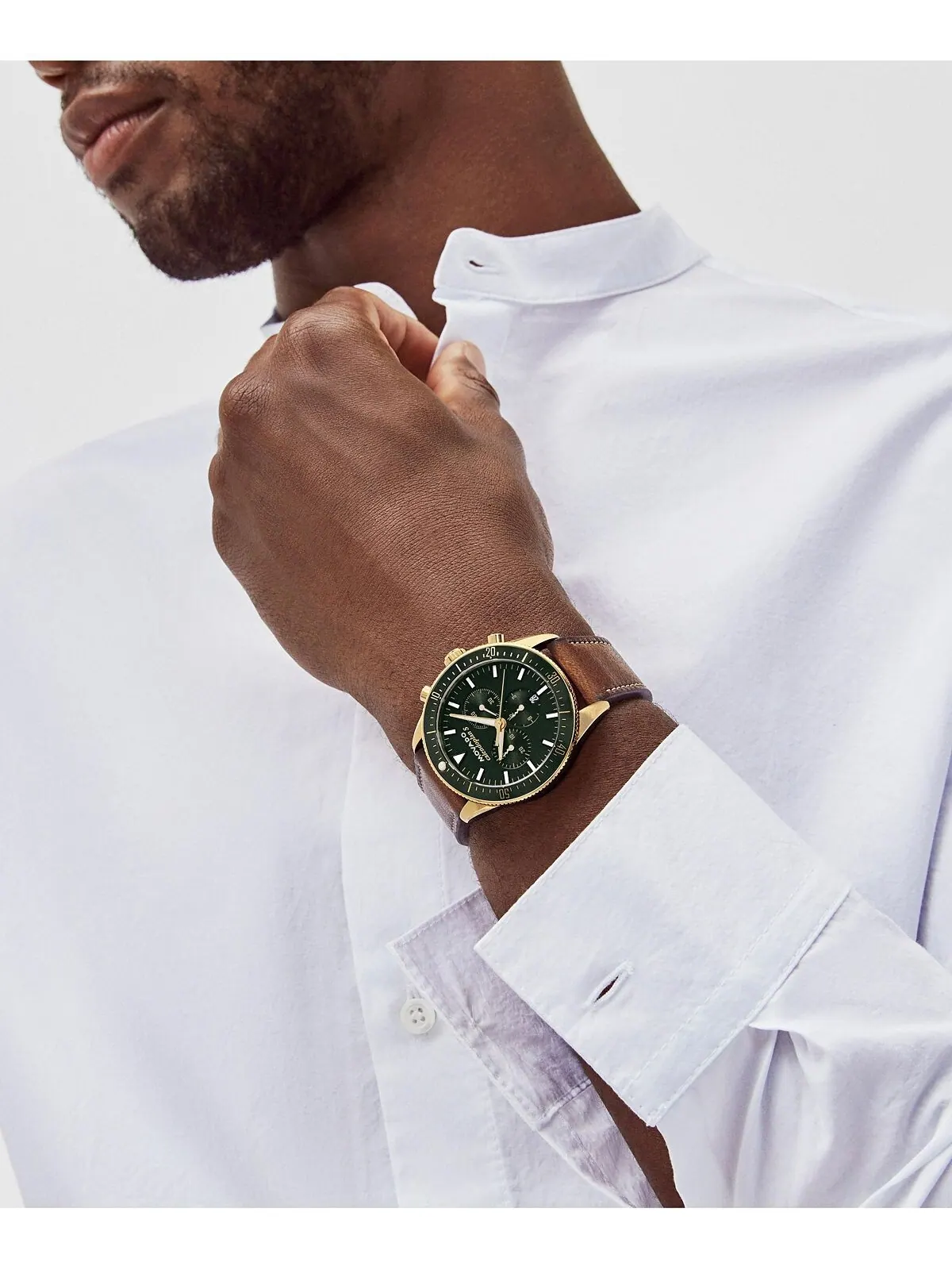 Мужские часы Heritage с коньячным ремешком из натуральной кожи, 42 мм Movado — изображение 4 из 4, оттенок золотистый