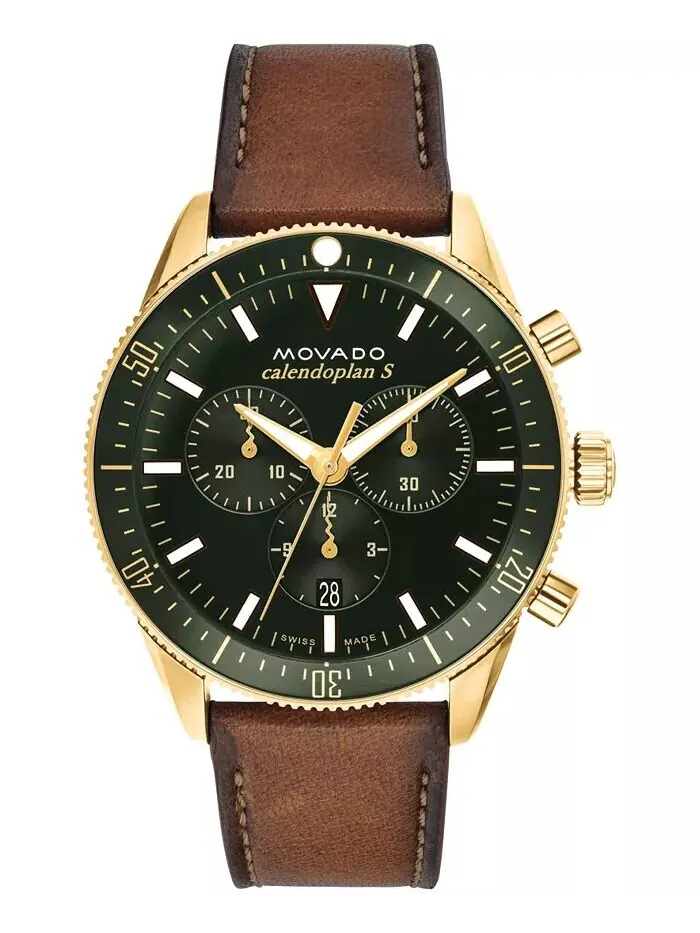 Мужские часы Heritage с коньячным ремешком из натуральной кожи, 42 мм Movado — изображение 1 из 4