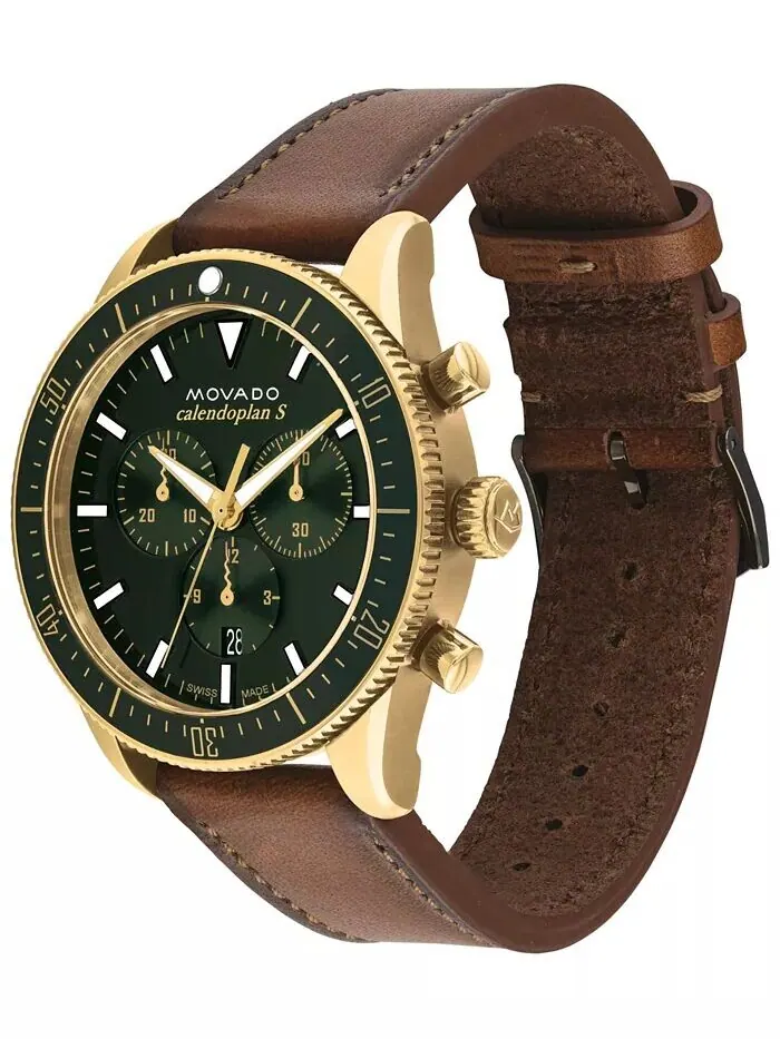 Мужские часы Heritage с коньячным ремешком из натуральной кожи, 42 мм Movado — изображение 2 из 4