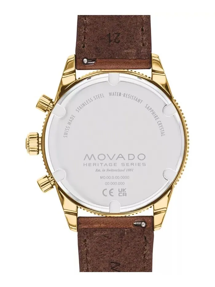 Мужские часы Heritage с коньячным ремешком из натуральной кожи, 42 мм Movado — изображение 3 из 4