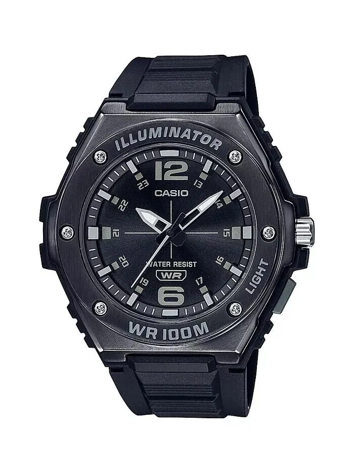 Мужские часы из черной смолы с тремя стрелками, 49,6 мм, MWA100HB-1AV Casio — изображение 1 из 1