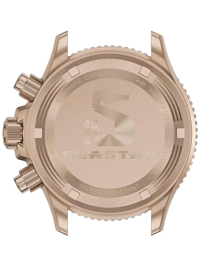 Мужские часы Swiss Chronograph Seastar 1000 с синим резиновым ремешком, 38 мм Tissot — изображение 2 из 5
